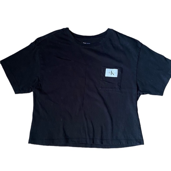 Calvin Klein jeans black crop top shirt size small - Picture 1 of 4